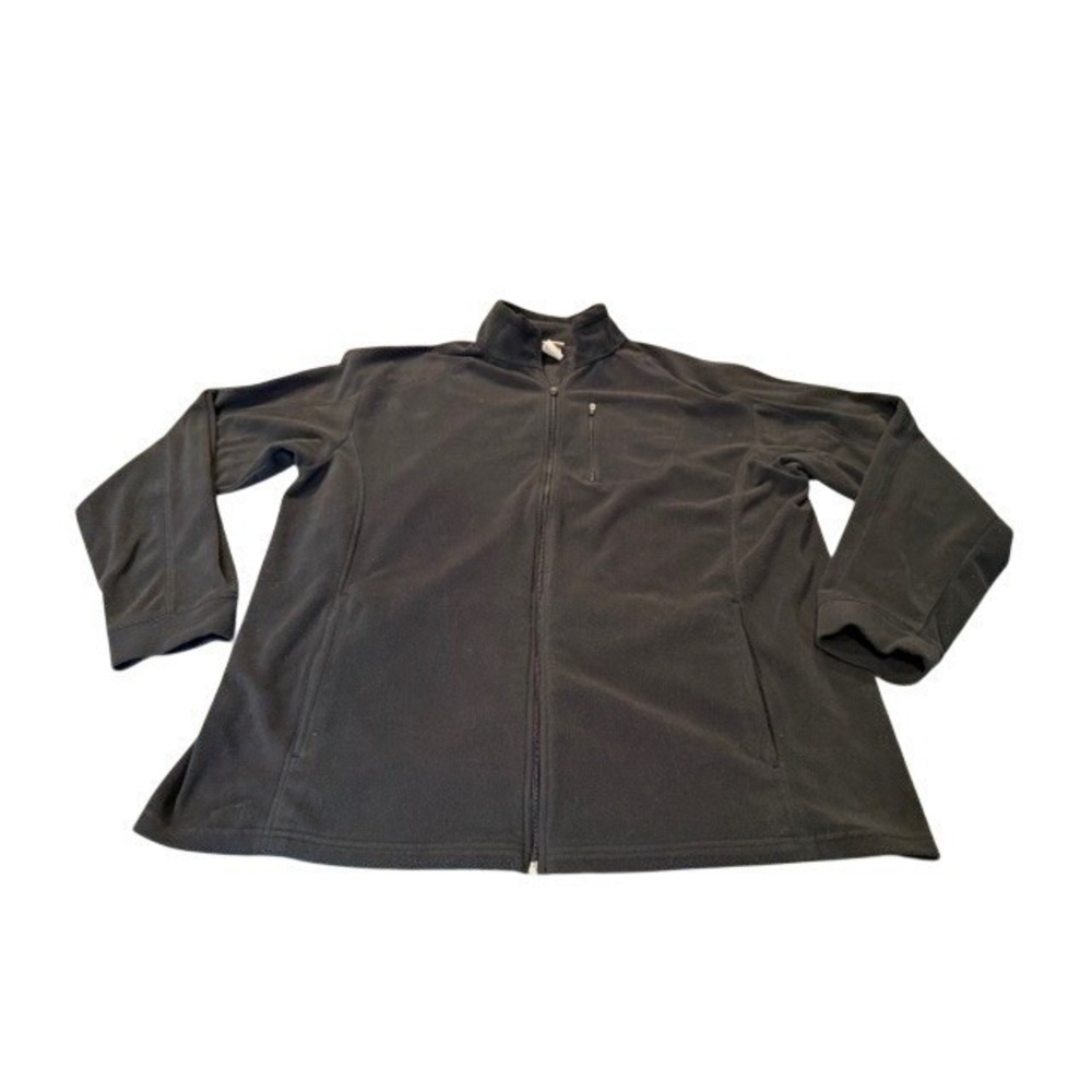 LL Bean Mens XL Tall Black Full Zip Fleece Jacket Outdoor Soft Warm Layer EUC